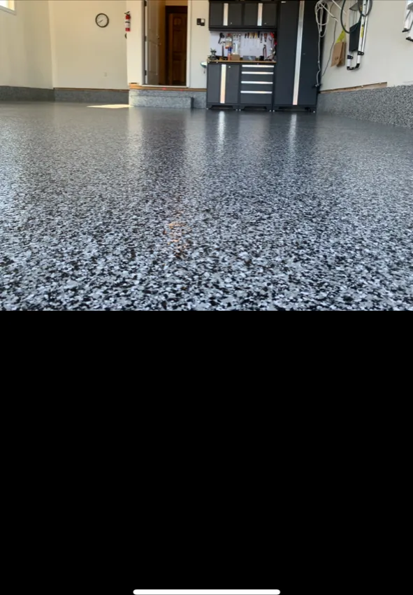 Garage Floor epoxy floor — Flake finish — by LB Epoxy Flooring