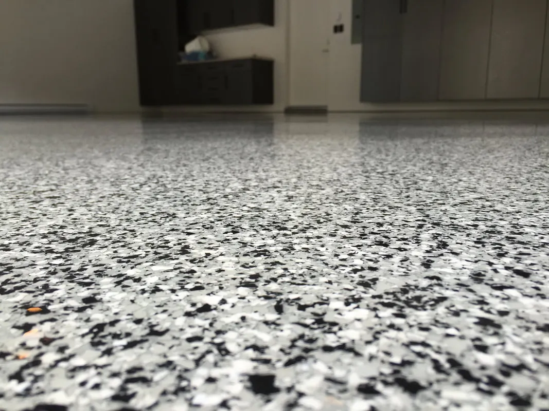 Flake Floor epoxy floor — Residential garage — by LB Epoxy Flooring