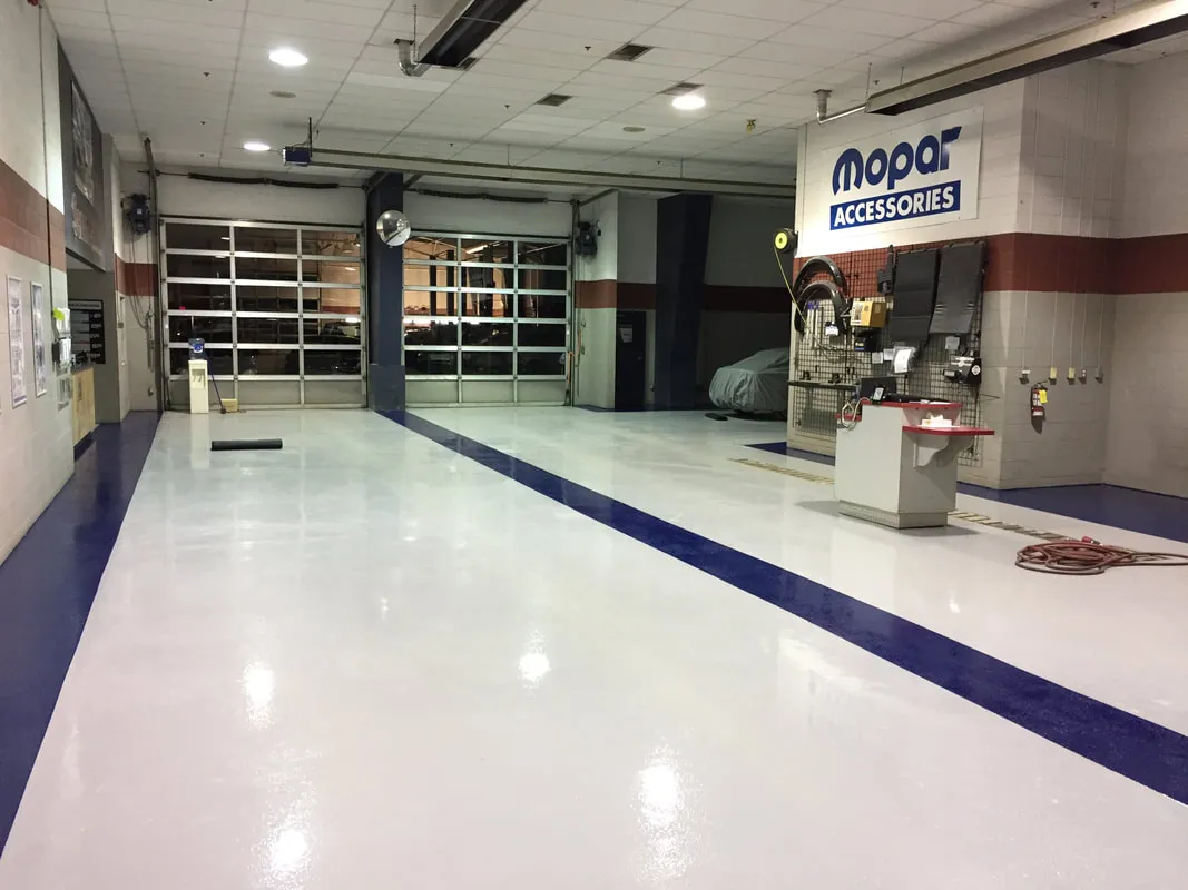 Dodge Dealership epoxy floor — Vernon, BC — by LB Epoxy Flooring