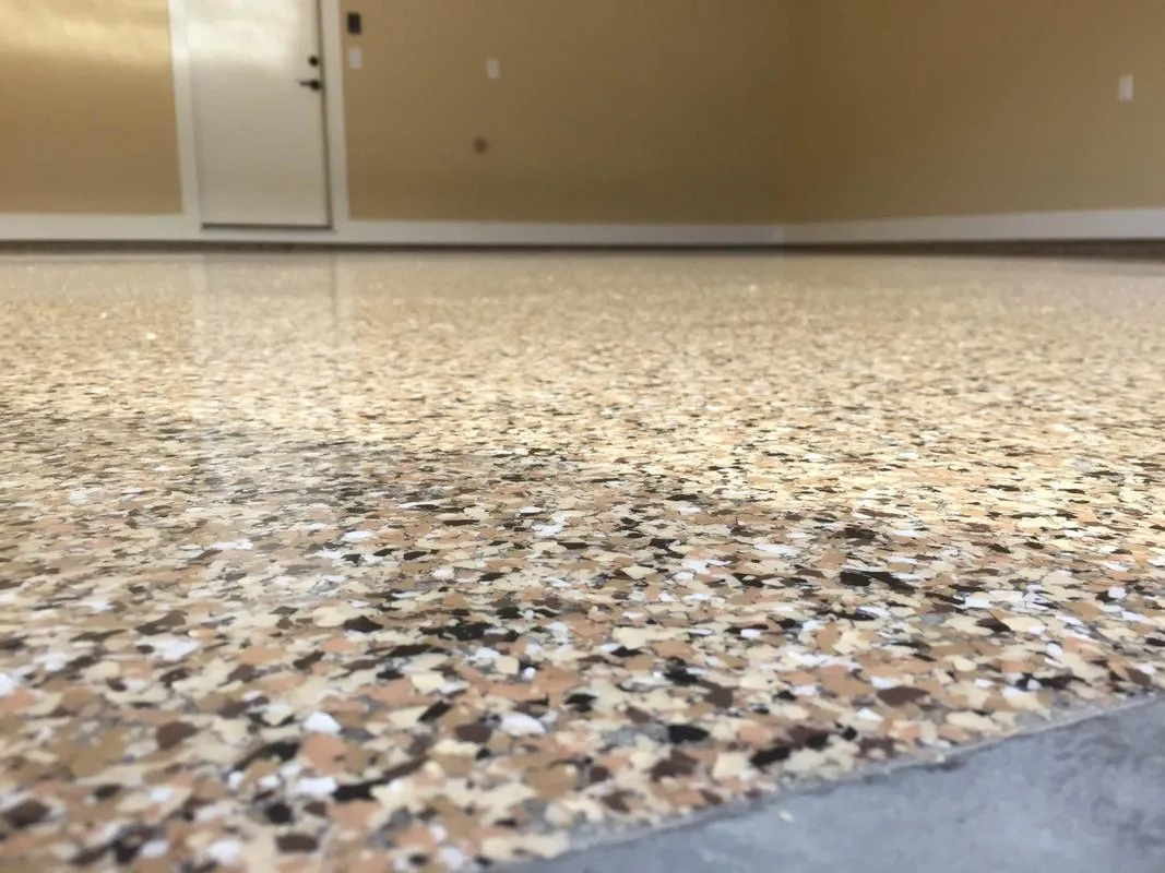 Flake Floor epoxy floor — Polyaspartic finish — by LB Epoxy Flooring
