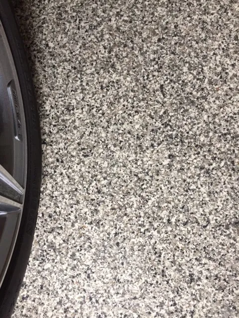 Flake Floor epoxy floor — Custom blend — by LB Epoxy Flooring