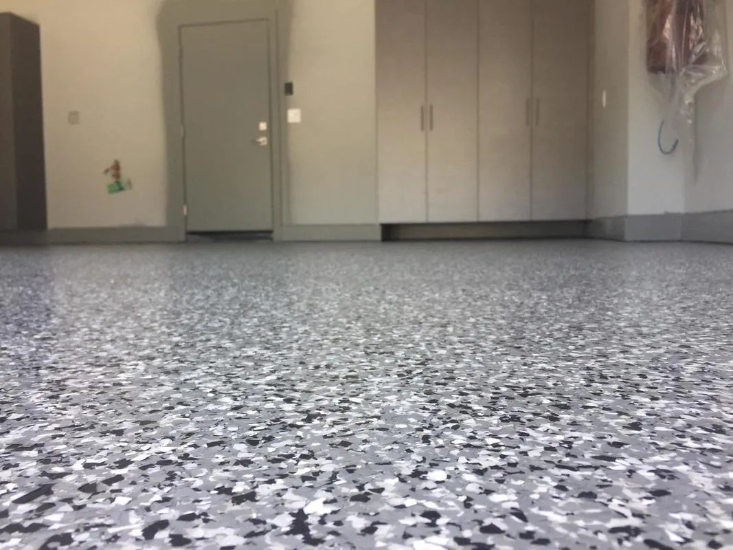 Flake Floor epoxy floor — Custom blend — by LB Epoxy Flooring