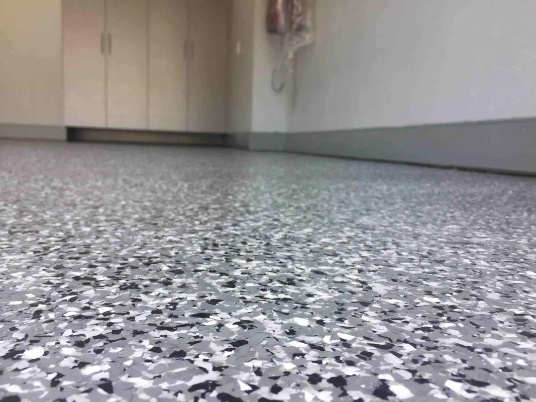 Wombat epoxy floor — Flake colour — by LB Epoxy Flooring