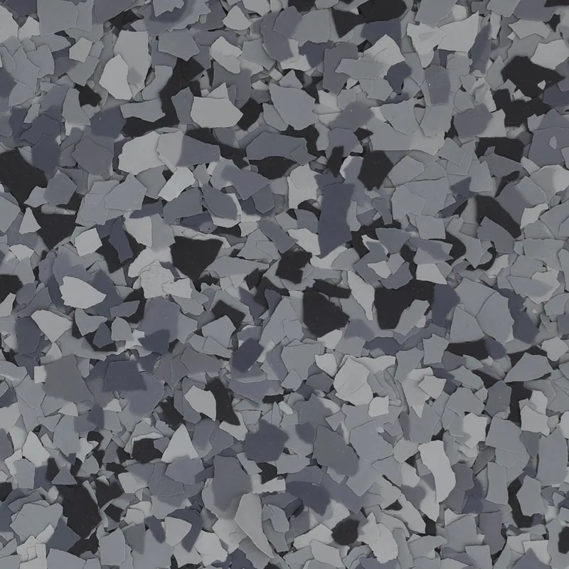 Nightfall — decorative epoxy flake blend (Slate · blue-grey · black) by LB Epoxy Flooring