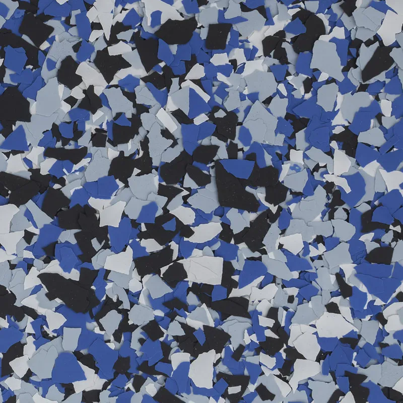 Orbit — decorative epoxy flake blend (Blue · grey · black · white) by LB Epoxy Flooring