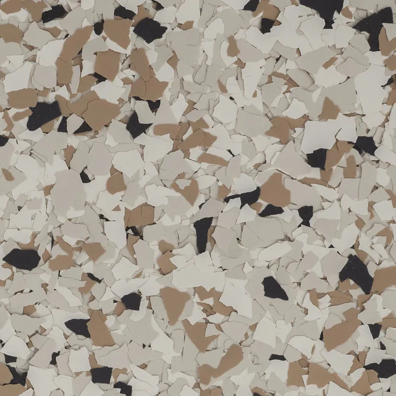 Shoreline — decorative epoxy flake blend (Cream · tan · black) by LB Epoxy Flooring